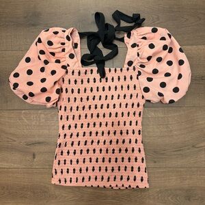 Cute Puffy Sleeves Pink Top